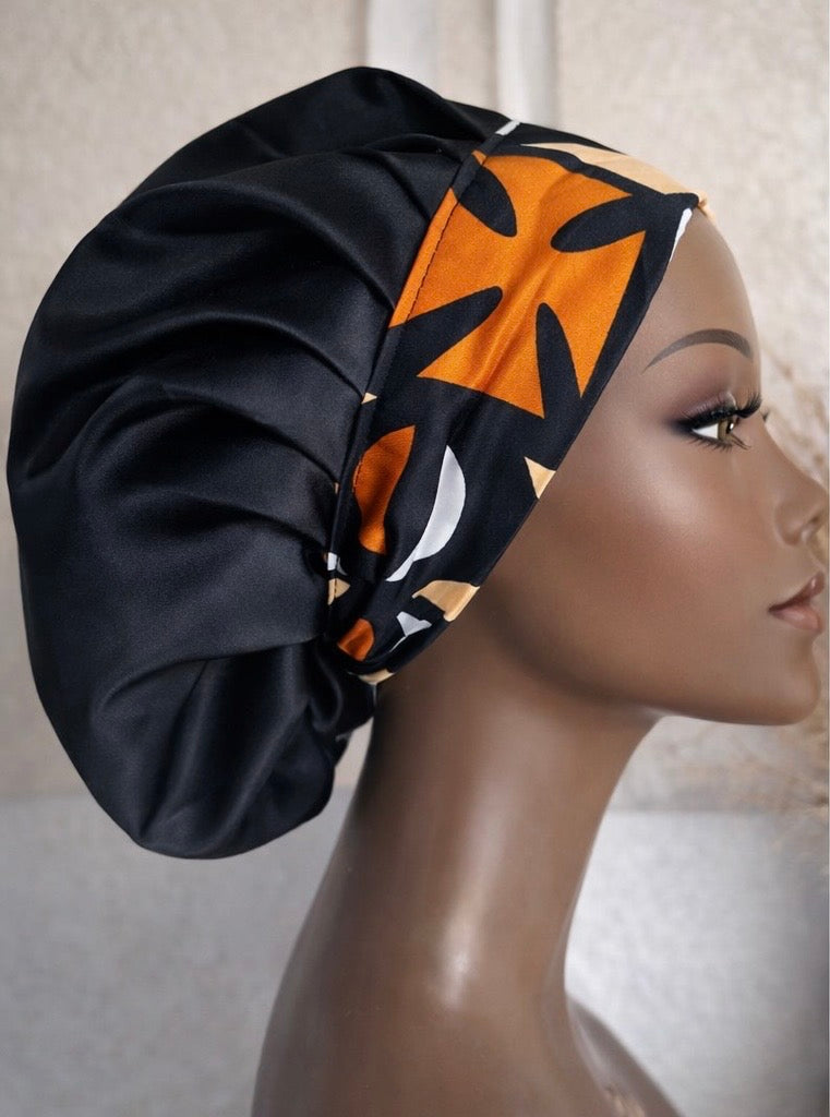 Bonnet satiné  "Crépuscule à Dakar" Collection Nuits d'Afrique