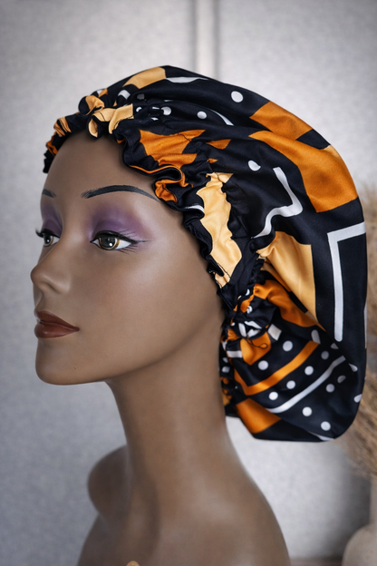Bonnet satiné  "Velours d'Abidjan" Collection Nuits d'Afrique