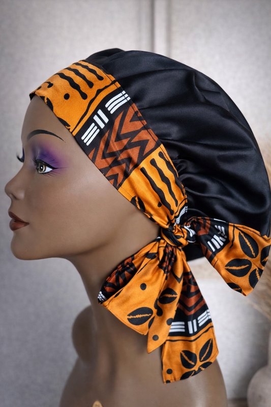 Bonnet satiné  "Satin de Douala" Collection Nuits d'Afrique